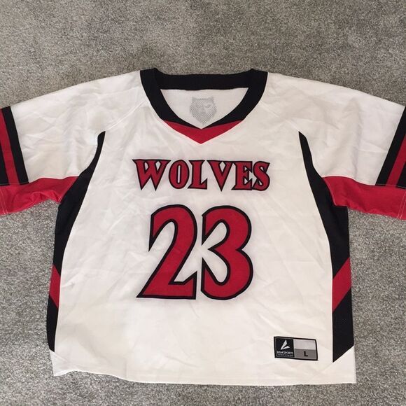 Ridgemont Wolves #23 Syracuse NY Lacrosse LAX Team issue jersey size L wolf - Picture 1 of 4